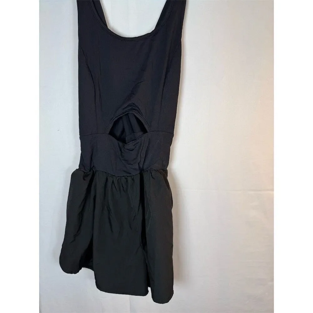SHEIN Runsie Romper Womens S Black Athletic Open Back